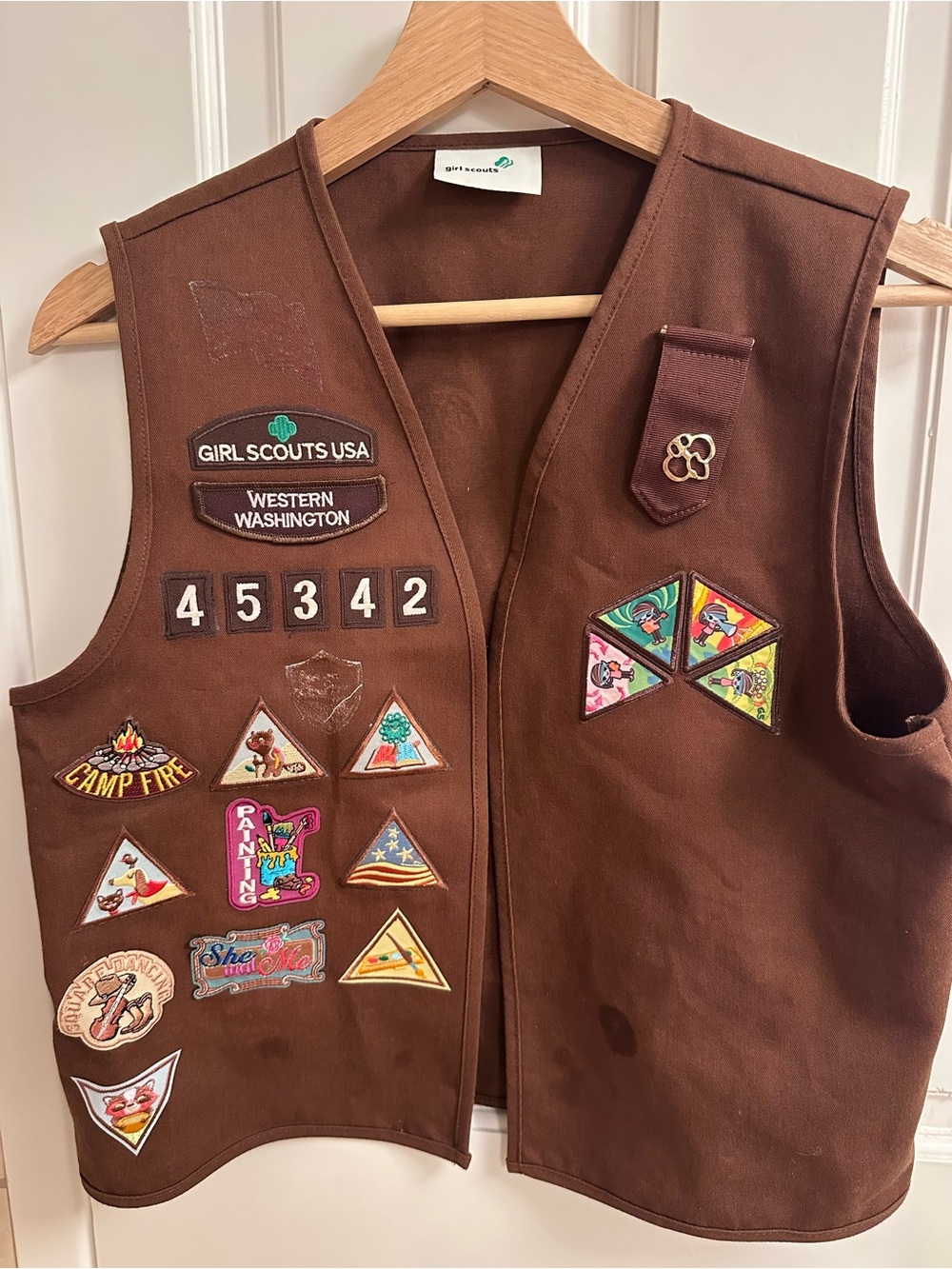 Girl Scouts Brown Patch Vest - Western Washington